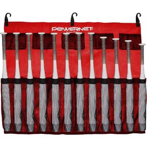 PowerNet Hanging Bat Bag Caddy for Baseball and Softball Teams | Hangs on Fence and Holds Up to 12 Bats | Keeps Players Ready and Dugout Organized