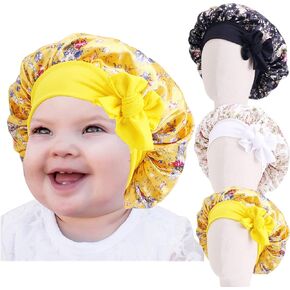 Baby Bonnet Toddler Bonnet Kids Bonnets 3 Pieces Silk Bonnets Satin Bonnets Night Sleep Caps for Babies Toddlers Kids