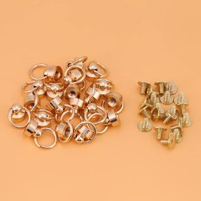 Round Head Rivets,20Pcs 8mm Brass Round Pull Ring Buckle Leather Craft Rivets Double Cap Rivet for Handbags Belts Mobile Phone Cases Shoes Wallets Decoration (Bronze)