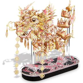 Piececool 3D Metal Puzzles for Adults, Chinese Lucky Dragon DIY Model Building Kits Challenging Brain Teaser 3D Puzzles DIY Assembling Crafts Best Gfits Home Decor