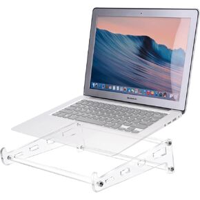 Acrylic Laptop Stand for Desk, Clear Ventilated Computer Stand Holder for Desk, Ergonomic Acrylic Sturdy Laptop Riser Compatible with MacBook Air Pro Dell Lenovo Thinkpad ASUS 9-16 Inch