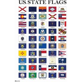 State Flags Poster 2023 Updated Edition US History Classroom Decorations Social Studies Classroom Teacher Supplies All 50 States Posters For Civics Decor Cool Wall Decor Art Print Poster 16x24