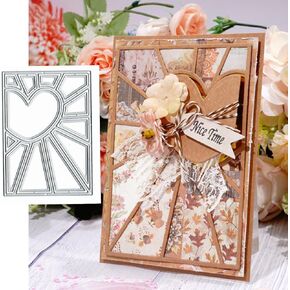 Heart Line Background Metal Die Cuts,Heart Frame Square Cutting Dies Cut Stencils for DIY Embossing Photo Decorative Paper Dies Scrapbooking Card Making