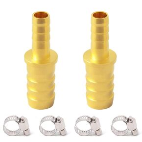 Brass Hose Barb Reducer, 3/8" to 1/4" Hose ID, Reducing Barbed Hose Splicer Mender Coupler Warter Fuel Air (Pack of 2)