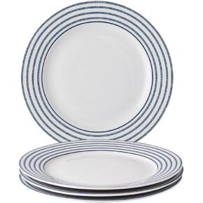 Laura Ashley 10" Floris Dinner Plate Set in Giftbox - Porcelain Dining Plates - Microwave Safe Ceramic Dinnerware - Blueprint Collectable, White