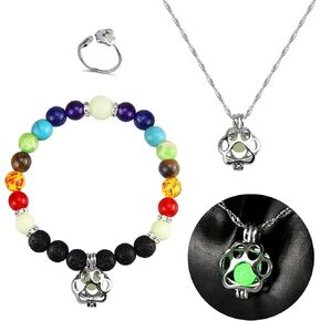 Pet Memorial Gifts, Pet Loss Sympathy Gifts for Dog Cat Lovers for Women, Glow in The Dark Rainbow Bridge Bracelet Necklace Ring Set in Kuwait