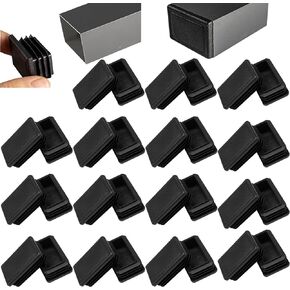 30 PCS 1x2 Inch Rectangle Tubing End Caps Premium Plastic Plug Square Tubing Post End Cap for Metal Tubing, Pipe Tubing, Fence, Chair Leg Caps, Furniture Floor Protector (30 * 50mm Black)