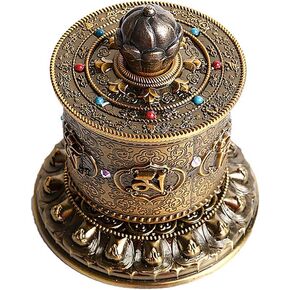 Tibetan Prayer Wheel, Buddhist Prayer Wheel, Table Top Prayer Wheel - Tibetan Buddhist Table Top Prayer Wheel, Tibetan Table Spinning Wheel for Relaxation/Meditation/Yoga