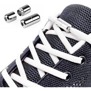3 Pairs No Tie Elastic Laces Round, Elastic Shoe Laces with Metal Buckles Replacement Shoe Laces 105cm 4.5mm Thick