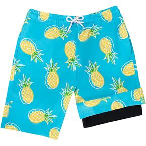 Boys Swim Trunks with Compression Liner,Big Boy Bathing Suit Swimwear