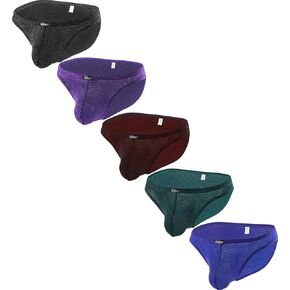 IKINGSKY Men's Big Pouch Briefs Breathable Bulge Underwear Sexy Low Rise Under Panties for Men