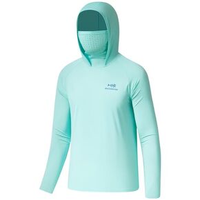 BASSDASH Youth UPF 50+ Hooded Shirts with Mask UV Neck Gaiter Sun Protection Long Sleeve T Shirt for Fishing Swim