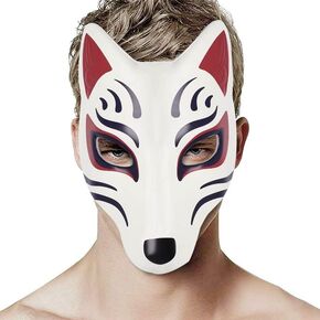 Fox Mask Japanese Kabuki Kitsune PU Masks Halloween Cosplay Parties Costume Props