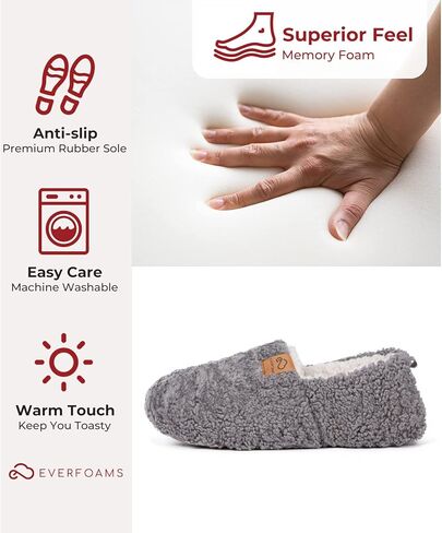 EverFoams Womens Home Slippers Soft Memory Foam Fuzzy House Slippers for Ladies Indoor and outdoor XL in Kuwait