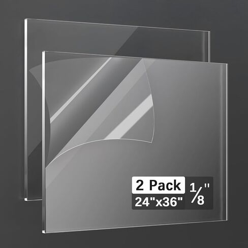 Tatub 2 Pack 1/8" Thick 16"x20" Clear Plexiglass Sheet, 3mm Acrylic Sheets for DIY Craft Projects, Cut to Size Acrylic Glass Sheets Signs, Plexi Glass Panel Acrylic Board for Laser Cutting in Kuwait