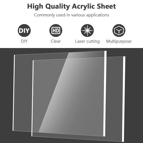 Tatub 2 Pack 1/8" Thick 16"x20" Clear Plexiglass Sheet, 3mm Acrylic Sheets for DIY Craft Projects, Cut to Size Acrylic Glass Sheets Signs, Plexi Glass Panel Acrylic Board for Laser Cutting in Kuwait