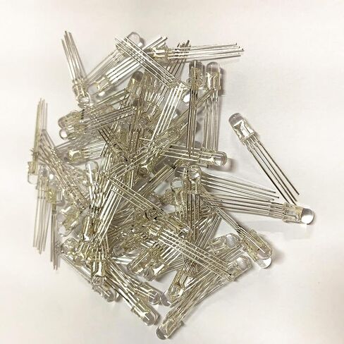 100pcs 5mm RGB Tri-Color (Red Green Blue Multicolor) LED Lights Common Cathode Water Clear 4pin Bright Lighting Bulb Lamps Electronics Components Indicator Light Emitting Diodes in Kuwait