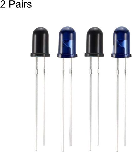 Uxcell 4pcs 5mm 940nm LEDs باعث الأشعة تحت الحمراء واستقبال الأشعة تحت الحمراء ديود DC 1.2V الثنائيات الباعثة للضوء in Saudi Arabia