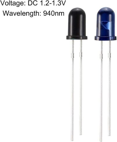 Uxcell 4pcs 5mm 940nm LEDs باعث الأشعة تحت الحمراء واستقبال الأشعة تحت الحمراء ديود DC 1.2V الثنائيات الباعثة للضوء in Saudi Arabia