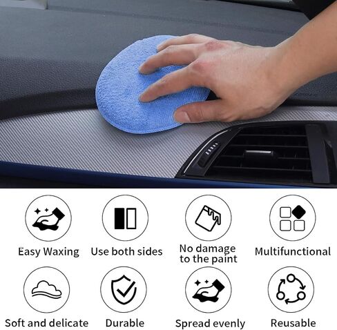 6 PCS Car Microfiber Wax Applicator Pads, Ultra Soft Care Microfiber Wax Applicator Pads with Finger Pocket, Wax Applicator Foam Sponge for Any Car, Truck, Boat, RV and Motorcycle in Saudi Arabia