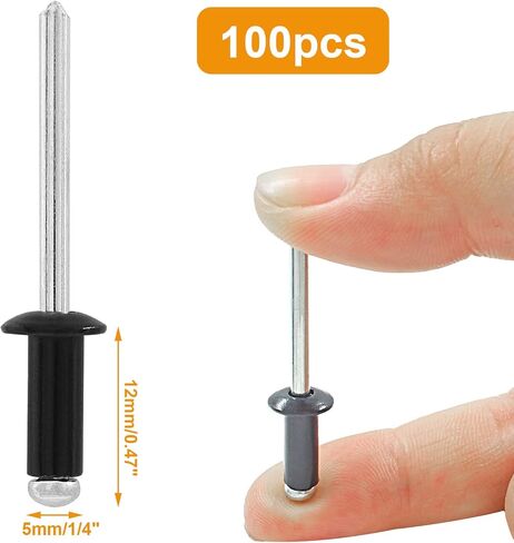 100 قطعة 1/4 "x 1/2" مسامير البوب ​​السوداء الألومنيوم المسامير العمياء لتثبيت قارب كاياك وملحقات القوارب in Kuwait