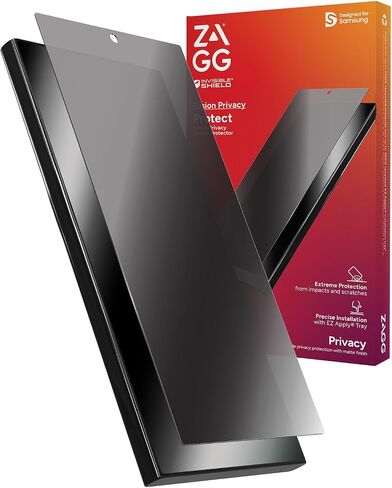 واقي شاشة ZAGG InvisibleShield Fusion Privacy مضاد للتوهج لهاتف Samsung Galaxy S24 Ultra - بوليمر هجين، فلتر خصوصية في اتجاهين، لمسة نهائية غير لامعة، مقاوم للخدش، صديق للبيئة in Kuwait