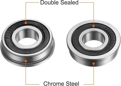 uxcell F6001-2RS Flanged Ball Bearing, 10pcs 12x28x8mm Chrome Steel Double Sealed ABEC1 Flange Bearings in Saudi Arabia
