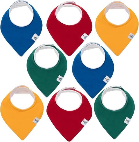 8-Pack Organic Cotton Bandana Bibs for Baby Girls and Boys | Great for Newborns and Infants in Saudi Arabia