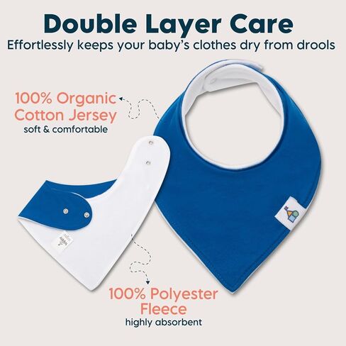 8-Pack Organic Cotton Bandana Bibs for Baby Girls and Boys | Great for Newborns and Infants in Saudi Arabia