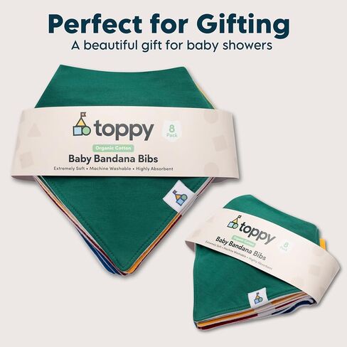 8-Pack Organic Cotton Bandana Bibs for Baby Girls and Boys | Great for Newborns and Infants in Saudi Arabia