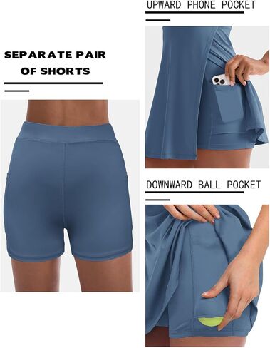 Sexyasasii Tennis Dresses for Women,Tennis Golf Dresses with Built in Shorts Sleeveless Workout Athletic Dress with Pockets Sky Blue in Kuwait