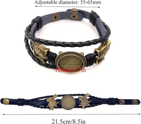 مياو جين 8 قطع سوار جلدي مضفر صنع عدة 18 ملم فارغة جولة كابوشون الحافة صينية زر ضبط جلدي متعدد الطبقات حبل سوار الكفة سوار معصم للصناعة اليدوية (أشكال مختلطة) in Kuwait