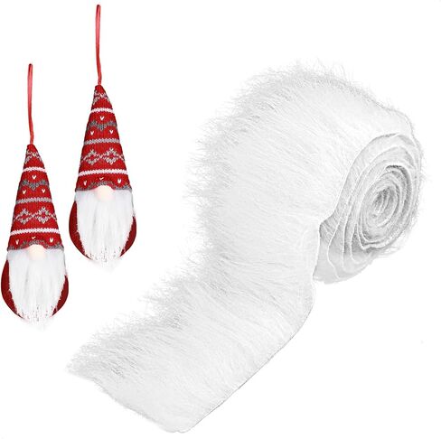 Faux Fur Fabric Precut Strips 2x60 inch Shaggy Plush Pre Cut Rolls Soft Fluffy Fuzzy Fur for DIY Craft Supply, Cosplay Costumes, Decoration, Gnome Beard Santa Hair (White) in Saudi Arabia