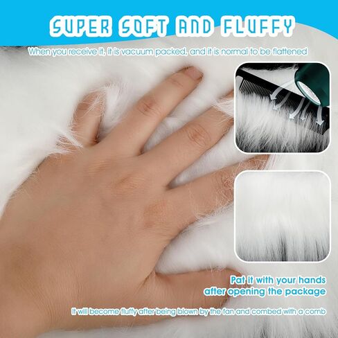Faux Fur Fabric Precut Strips 2x60 inch Shaggy Plush Pre Cut Rolls Soft Fluffy Fuzzy Fur for DIY Craft Supply, Cosplay Costumes, Decoration, Gnome Beard Santa Hair (White) in Saudi Arabia