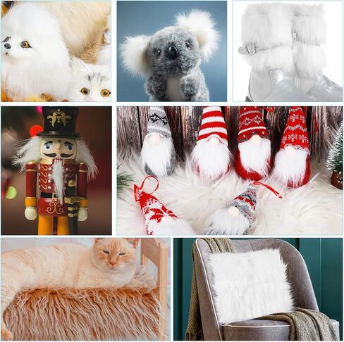 Faux Fur Fabric Precut Strips 2x60 inch Shaggy Plush Pre Cut Rolls Soft Fluffy Fuzzy Fur for DIY Craft Supply, Cosplay Costumes, Decoration, Gnome Beard Santa Hair (White) in Saudi Arabia