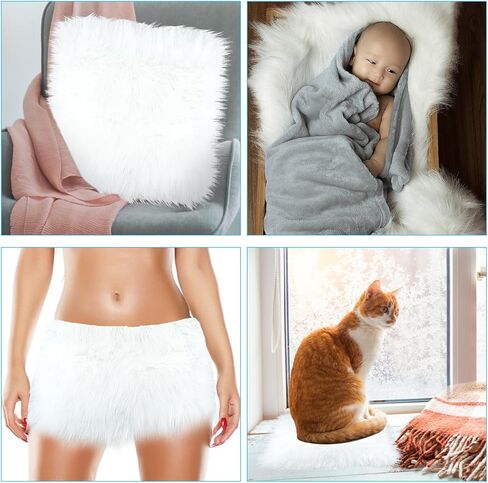 Faux Fur Fabric Precut Strips 2x60 inch Shaggy Plush Pre Cut Rolls Soft Fluffy Fuzzy Fur for DIY Craft Supply, Cosplay Costumes, Decoration, Gnome Beard Santa Hair (White) in Saudi Arabia