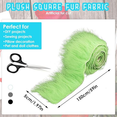 Faux Fur Fabric Precut Strips 2x60 inch Shaggy Plush Pre Cut Rolls Soft Fluffy Fuzzy Fur for DIY Craft Supply, Cosplay Costumes, Decoration, Gnome Beard Santa Hair (White) in Saudi Arabia