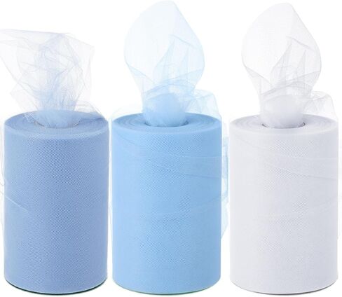 Hotop 3 Tulle Rolls Wedding Tulle Ribbon Gifts Wedding Tulle Roll Gifts for Wedding Shower Birthday Party Wedding Decorations DIY Crafts(White, Light Green, Dark Green, 6" x 300 Yard) in Saudi Arabia