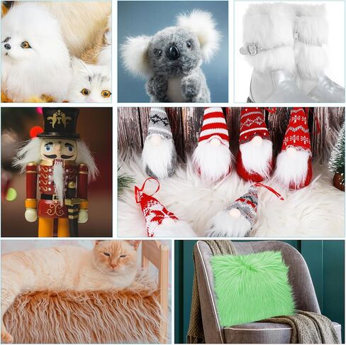 Faux Fur Fabric Precut Strips 2x60 inch Shaggy Plush Pre Cut Rolls Soft Fluffy Fuzzy Fur for DIY Craft Supply, Cosplay Costumes, Decoration, Gnome Beard Santa Hair (White) in Saudi Arabia