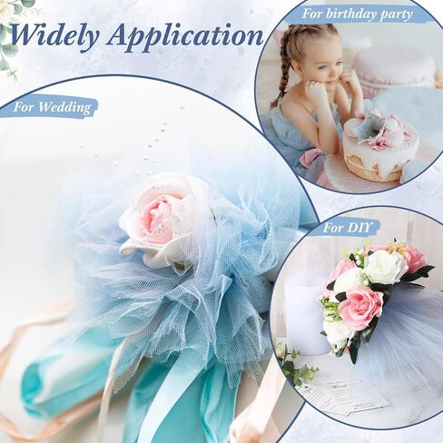 Hotop 3 Tulle Rolls Wedding Tulle Ribbon Gifts Wedding Tulle Roll Gifts for Wedding Shower Birthday Party Wedding Decorations DIY Crafts(White, Light Green, Dark Green, 6" x 300 Yard) in Saudi Arabia