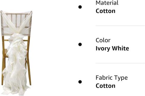 Milk Yarn Chair Cover, Tulle Chair Back Cap Covers for Bridal Shower, Wedding, Baby Shower Decoration Long Tulle High Chair Skirt Slipcovers (Ivory White, 2pcs) in Saudi Arabia