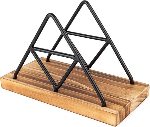 Agirlvct Napkin Holder for Table, Standing Vintage Farmhouse Napkin Holder, Steel and Wooden Base Kitchen & Dining Room Decor in Kuwait