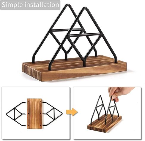 Agirlvct Napkin Holder for Table, Standing Vintage Farmhouse Napkin Holder, Steel and Wooden Base Kitchen & Dining Room Decor in Kuwait