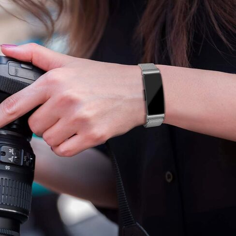 أساور Amzpas متوافقة مع Fitbit Inspire 2 وFitbit Inspire HR وFitbit Inspire & Fitbit Ace 2، سوار معصم مغناطيسي قابل للتعديل من الفولاذ المقاوم للصدأ قابل للتنفس للنساء والرجال in Saudi Arabia