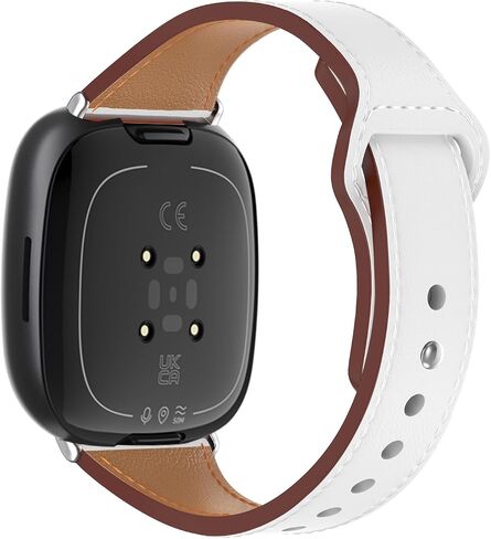 Mosstek Leather Band compatible with Fitbit Versa 4/ Versa 3/ Fitbit Sense/Sense 2, Slim Tuck-in Buckle Wristband for Women men in Saudi Arabia
