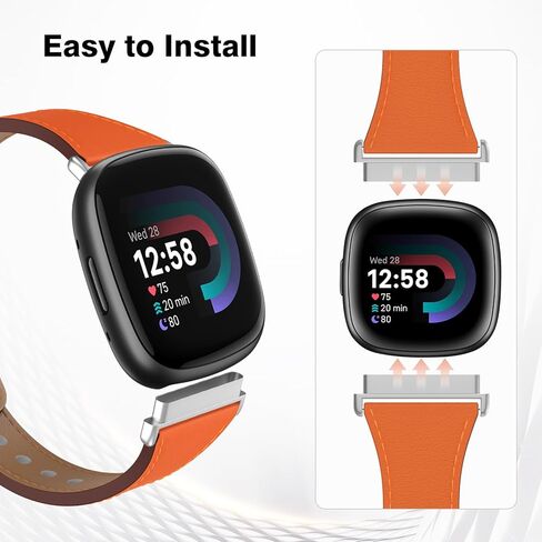 Mosstek Leather Band compatible with Fitbit Versa 4/ Versa 3/ Fitbit Sense/Sense 2, Slim Tuck-in Buckle Wristband for Women men in Saudi Arabia