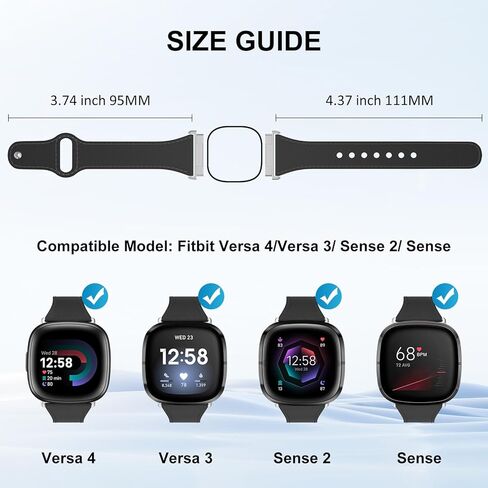 Mosstek Leather Band compatible with Fitbit Versa 4/ Versa 3/ Fitbit Sense/Sense 2, Slim Tuck-in Buckle Wristband for Women men in Saudi Arabia