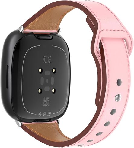 Mosstek Leather Band compatible with Fitbit Versa 4/ Versa 3/ Fitbit Sense/Sense 2, Slim Tuck-in Buckle Wristband for Women men in Saudi Arabia