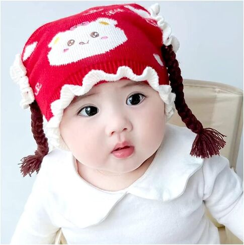 IMLECK Girls Knit Hats Winter Cotton Lining Winter Caps with Warm Earflaps Hat in Saudi Arabia