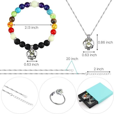 Pet Memorial Gifts, Pet Loss Sympathy Gifts for Dog Cat Lovers for Women, Glow in The Dark Rainbow Bridge Bracelet Necklace Ring Set in Kuwait